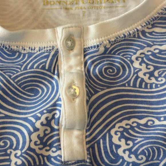 The Beaufort Bonnet Co (TBBC) Blue/White Pima Cotton Long Sleeve PJ Sz7 - Picture 3 of 8